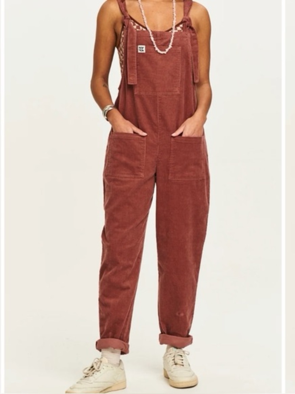 Lucy & Yak Original Corduroy Dungarees in Ash Pink Size 6